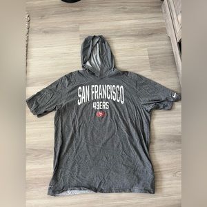 Grey Nike 49ers short sleeve workout hoodie light